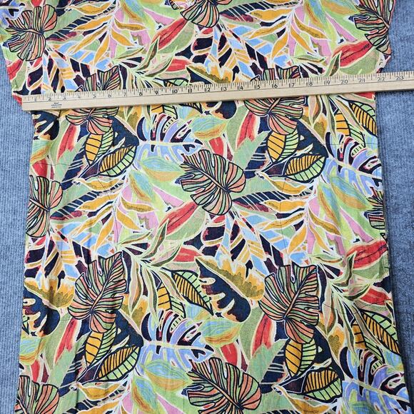 C&C California Dress Womens Medium Linen Multicolor Tropical Palm Leaf Coastal - Picture 3 of 6